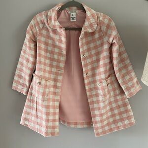 Pink and cream plaid tweed jacket